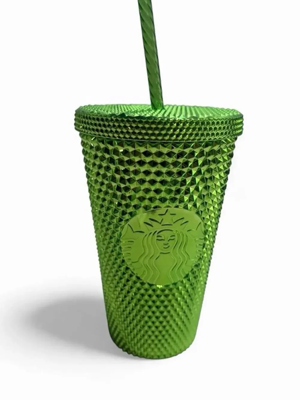 Starbucks Coffee Metallic Green Studded Bling 16 oz Tumbler Cold Cup new